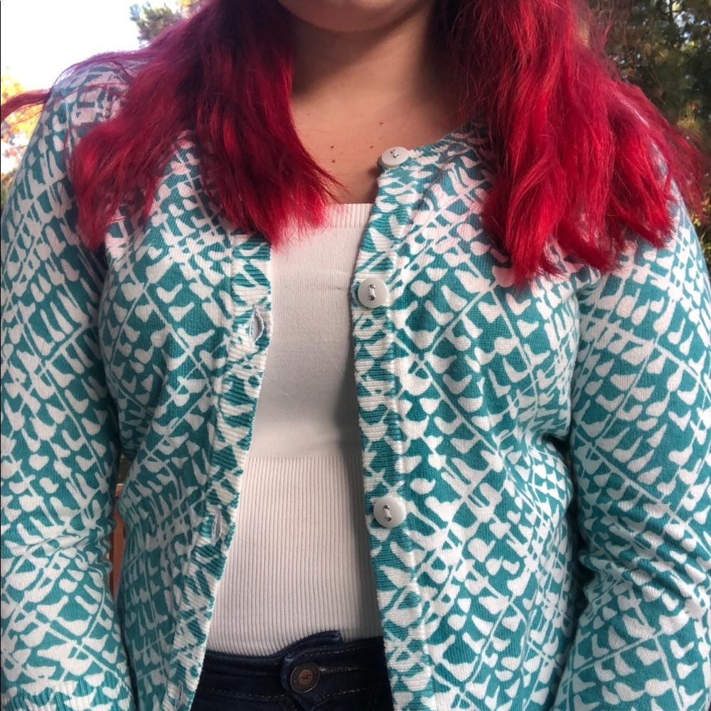 Light Blue Patterned Cardigan - image 2